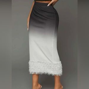 Ombre Fuzzy Trim Pencil Skirt